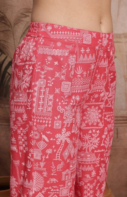 Ethnic Motifs Printed Pure Cotton Shirt with Palazzos