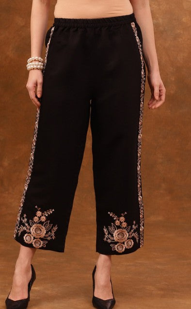 Black Embroidered Tunic With Trousers Co-Ords