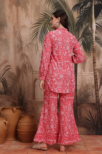 Ethnic Motifs Printed Pure Cotton Shirt with Palazzos