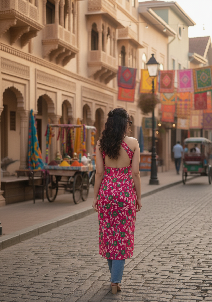 Pink Floral Kurti