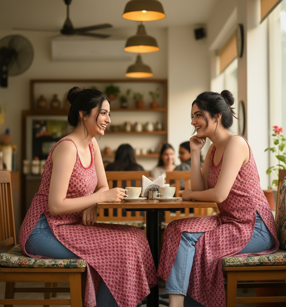 Backless Red Ivy Kurti