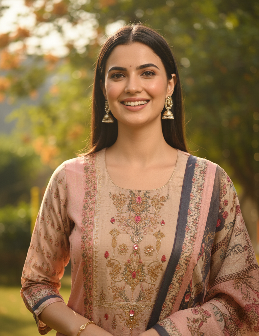 Ivory Roman Silk Partywear Kurta Set