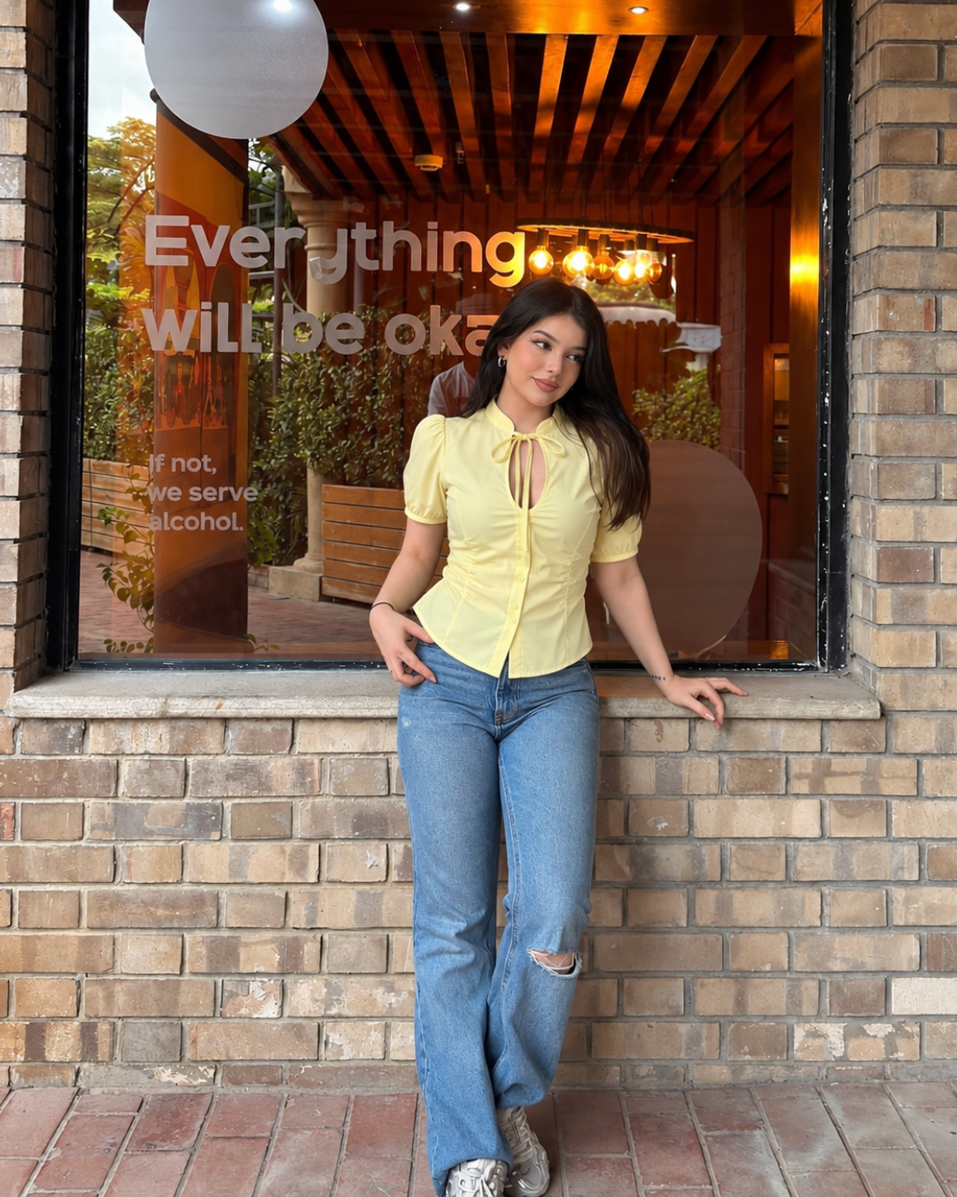 Butter Yellow Blouse WITH CUT-OUT DETAIL