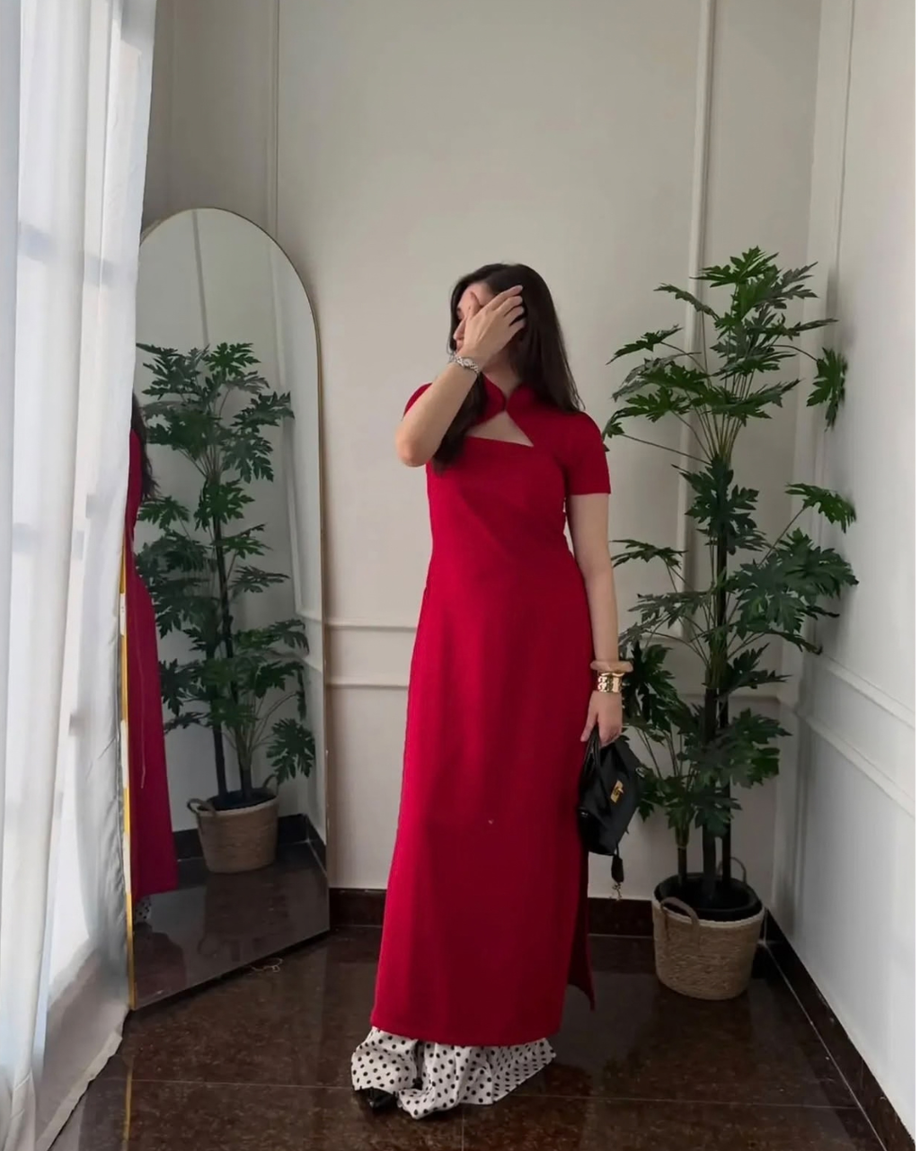 Red Poppy High-Slit Kurta Set