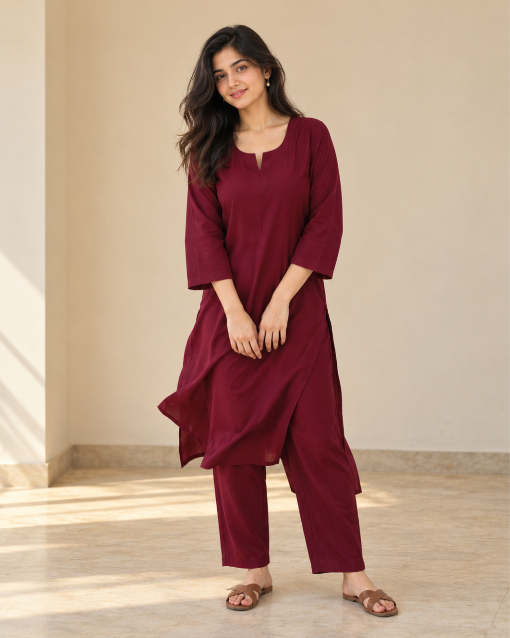 Minimal Cotton Kurta and Trouser Co-ord Set