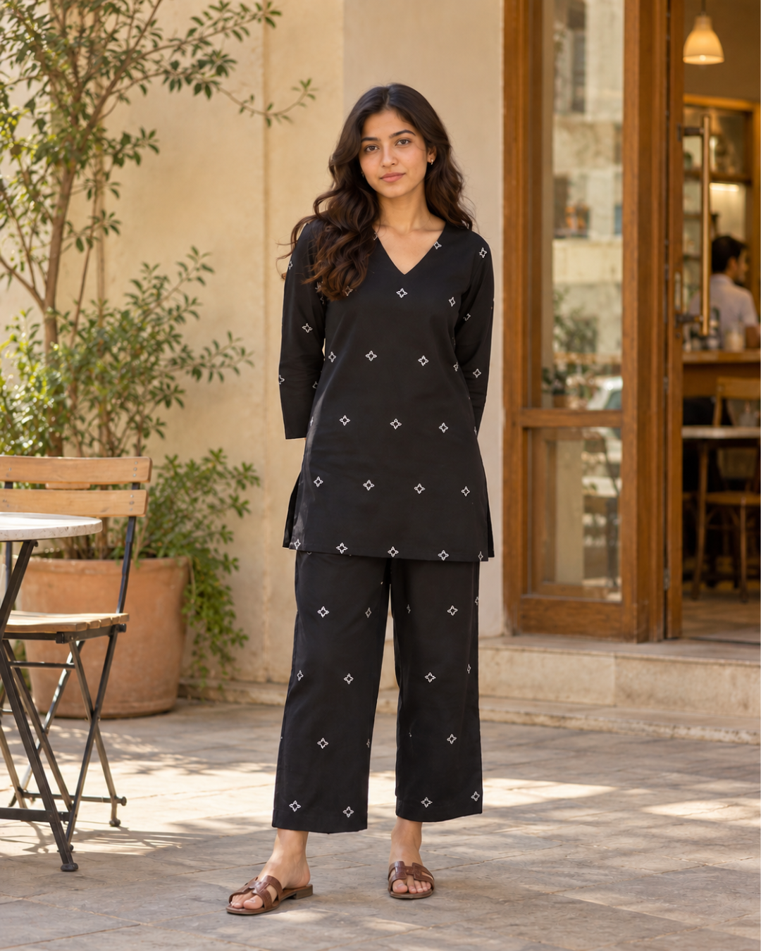 Contrast Motif Cotton Co-ord Set