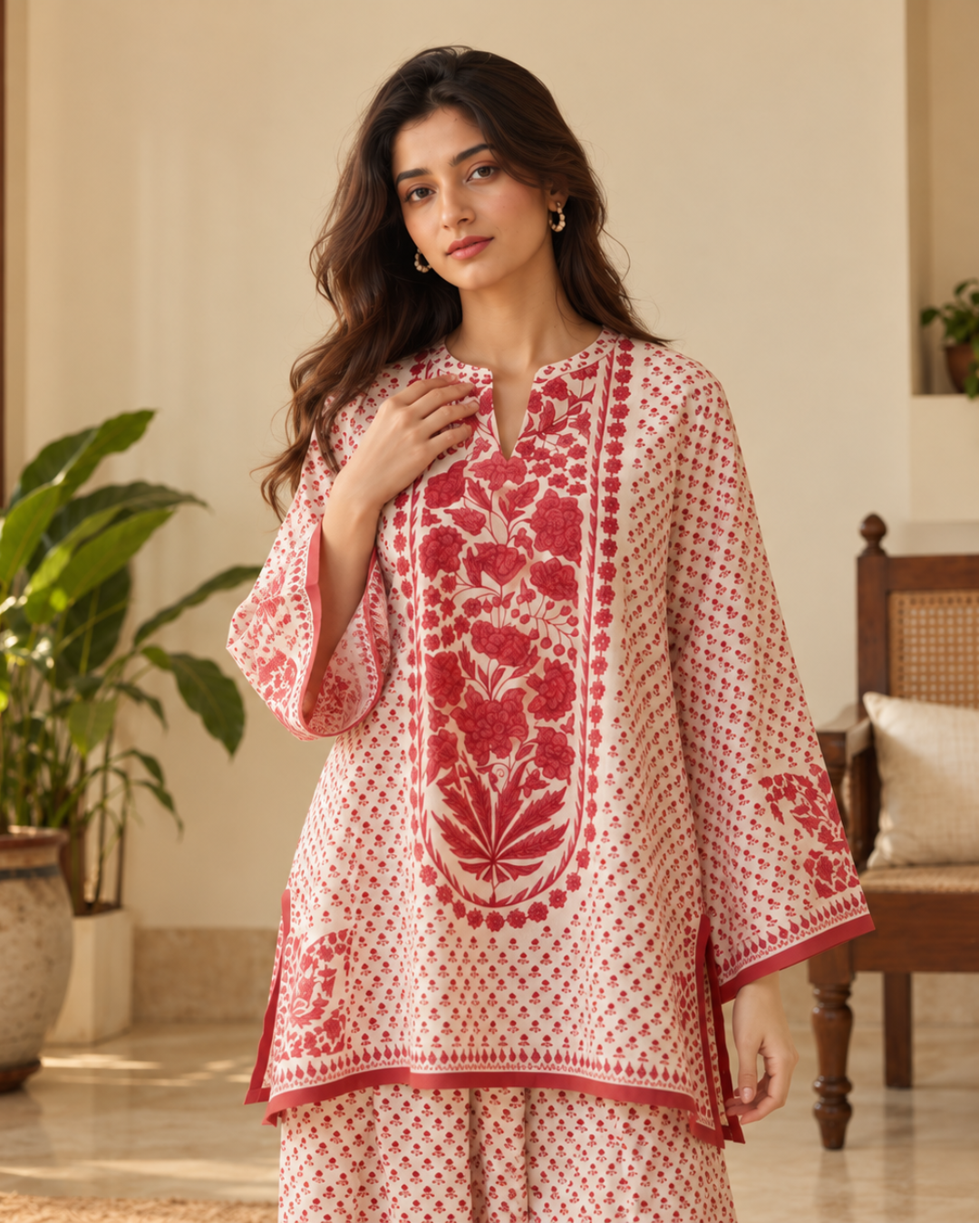 Rust Red Tree Medallion Farshi Set
