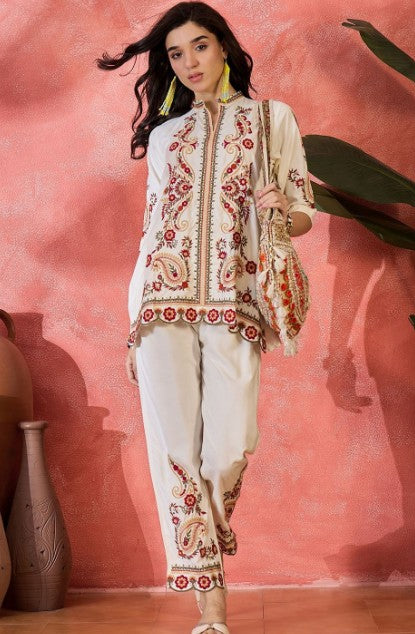Embroidered Top & Straight Trousers Co-Ord Set