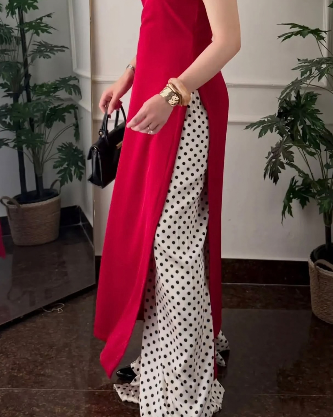 Red Poppy High-Slit Kurta Set