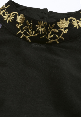 Black solid kurta set