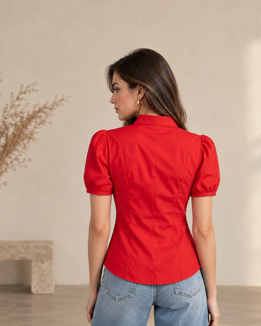 COTTON POPLIN BLOUSE WITH CUT-OUT DETAIL