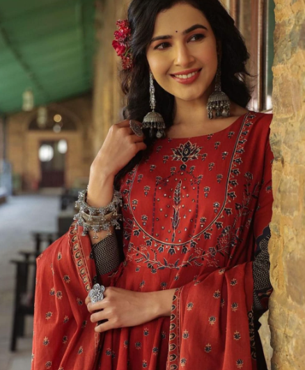 Ajrakh Anarkali Set