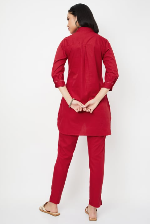 Women Embroidered Straight Co-ord set