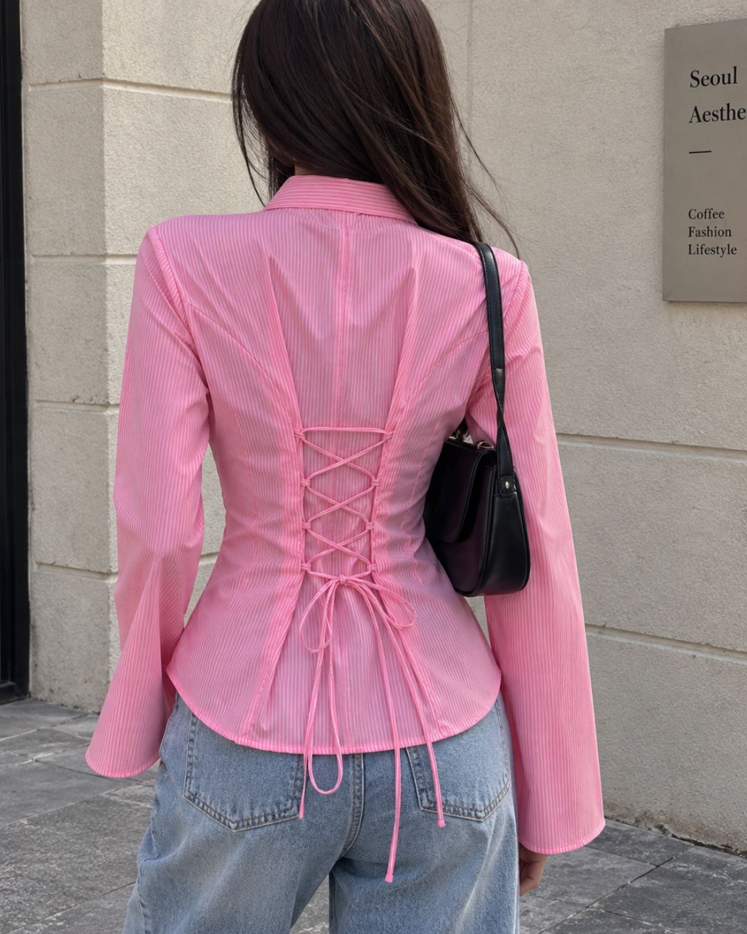 Striped Cotton Corset-Style Shirt