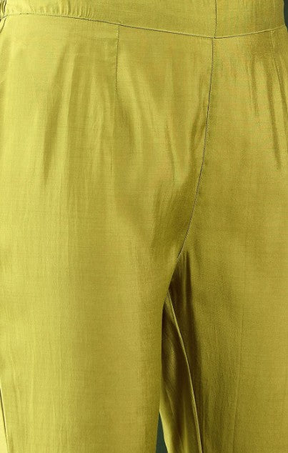 Green Shirt Collar Tunic With Trouser Co-Ords