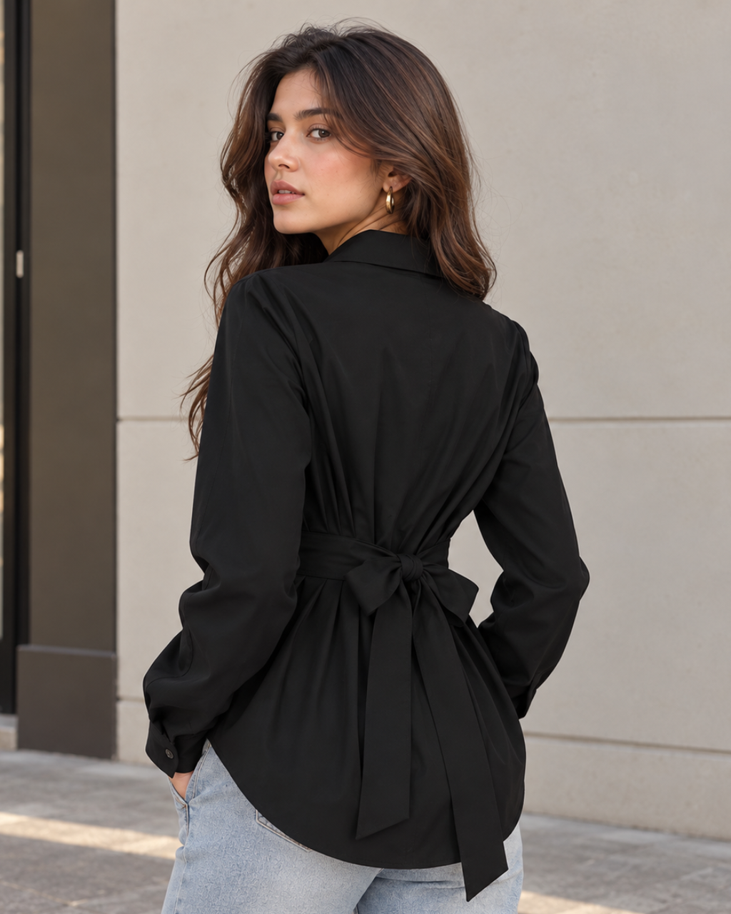 Pleated Cotton Poplin Shirt