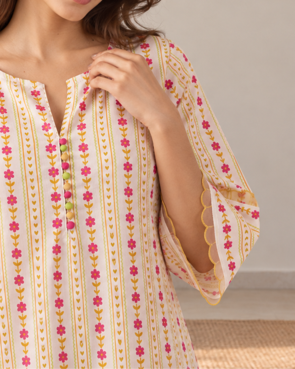 Printed Cotton Tunic and Farshi Set