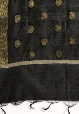 Black solid kurta set