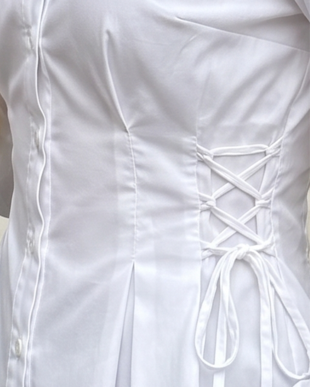 Cotton Peplum Shirt with Side Drawstrings