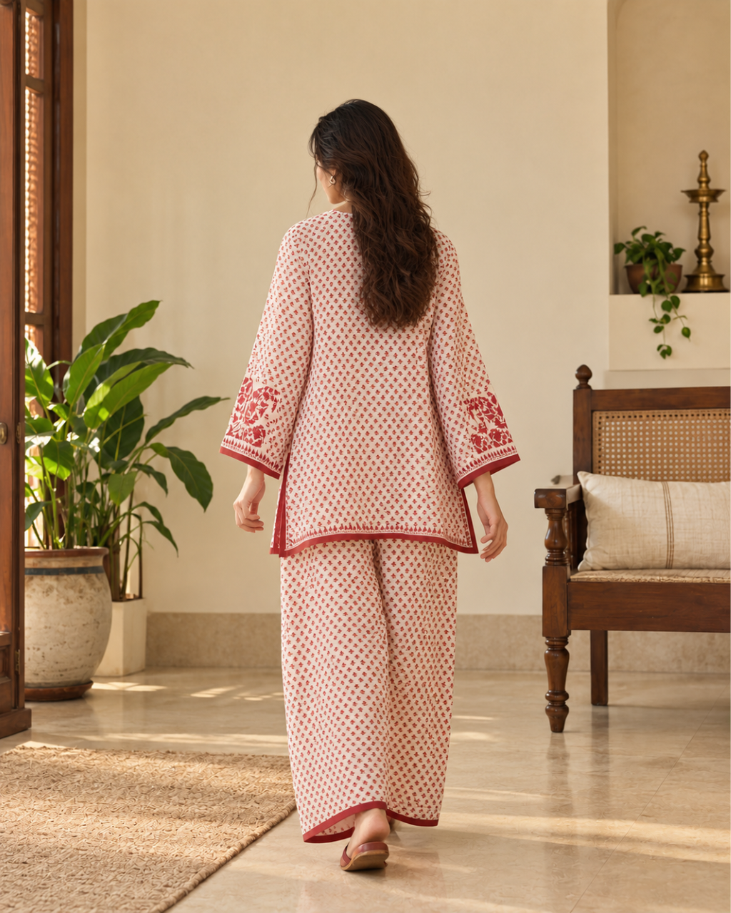 Rust Red Tree Medallion Farshi Set