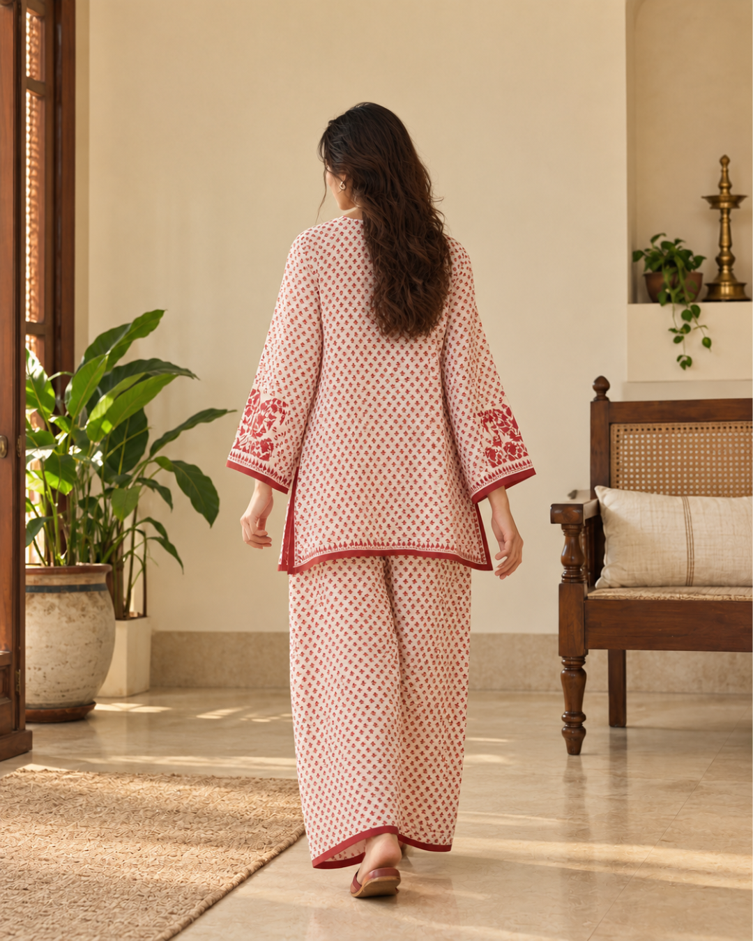 Rust Red Tree Medallion Farshi Set