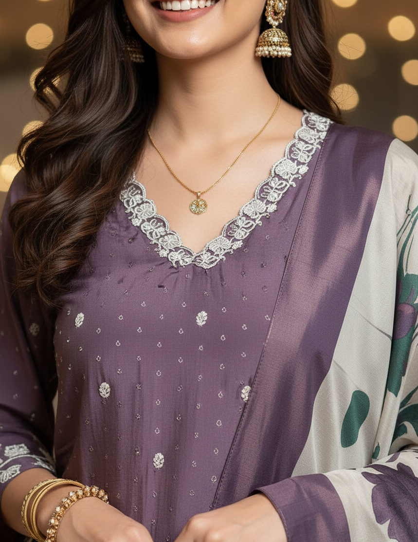 Sarushi's Purple Chanderi Kurta Set