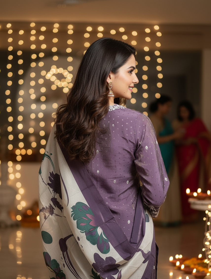 Sarushi's Purple Chanderi Kurta Set
