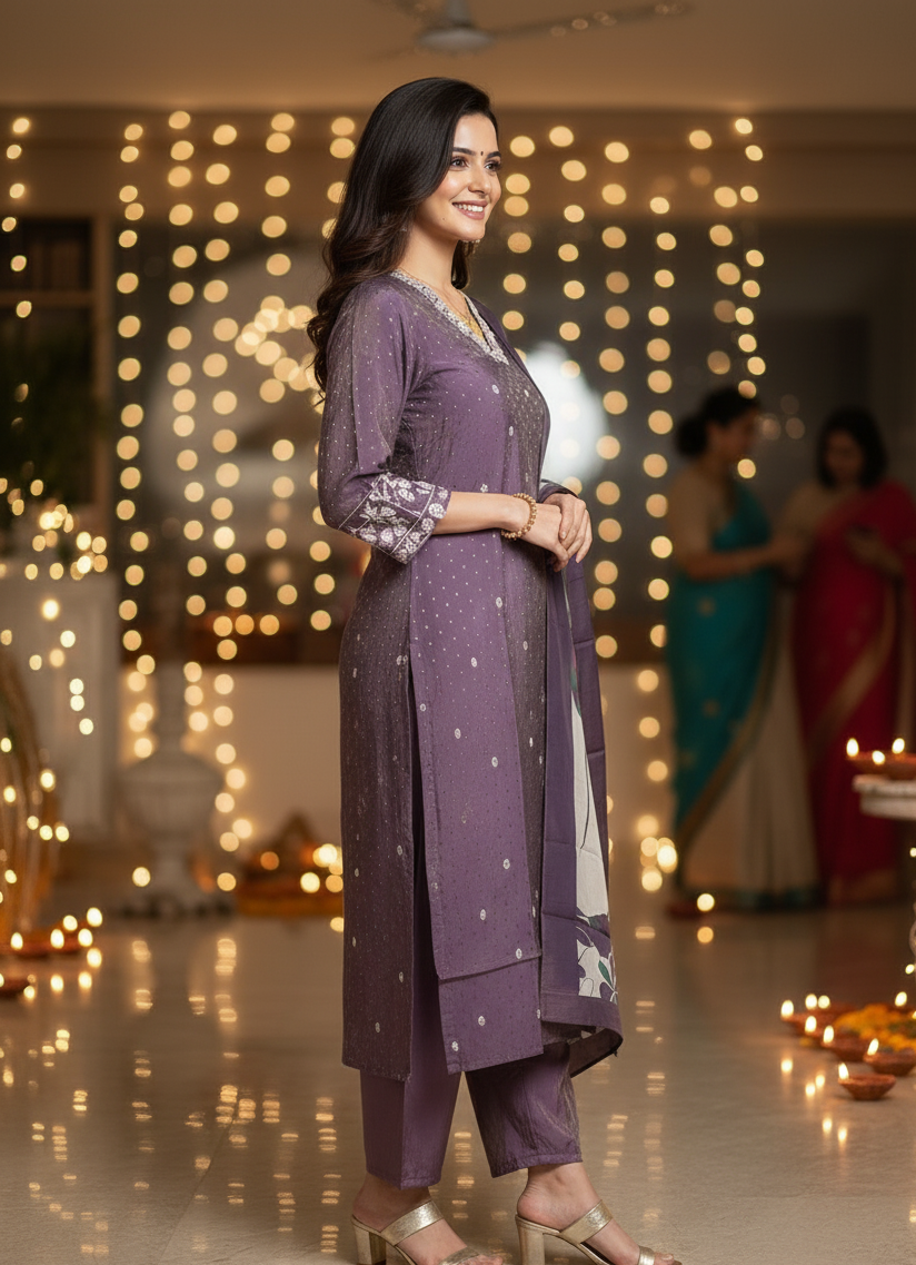 Sarushi's Purple Chanderi Kurta Set