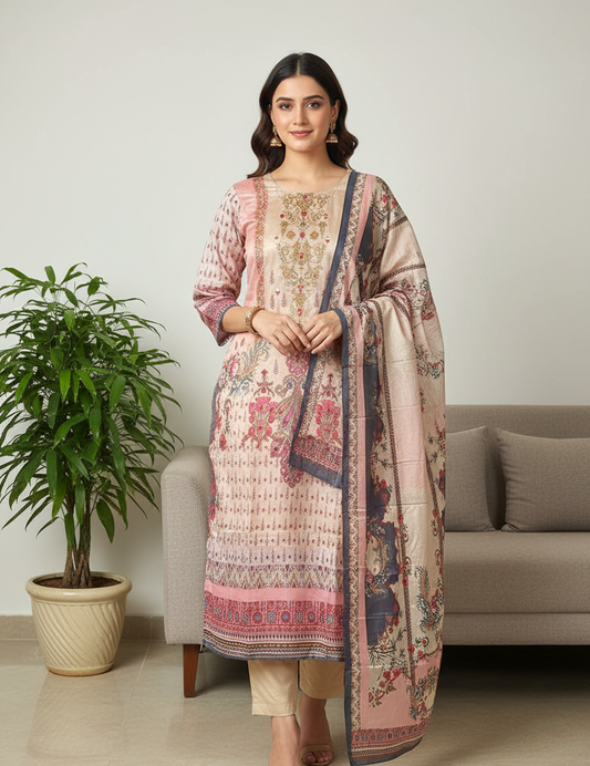Ivory Roman Silk Partywear Kurta Set