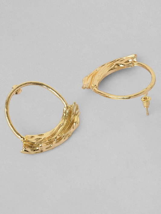 Gold Plated Handcrafted Textured Drop Earrings