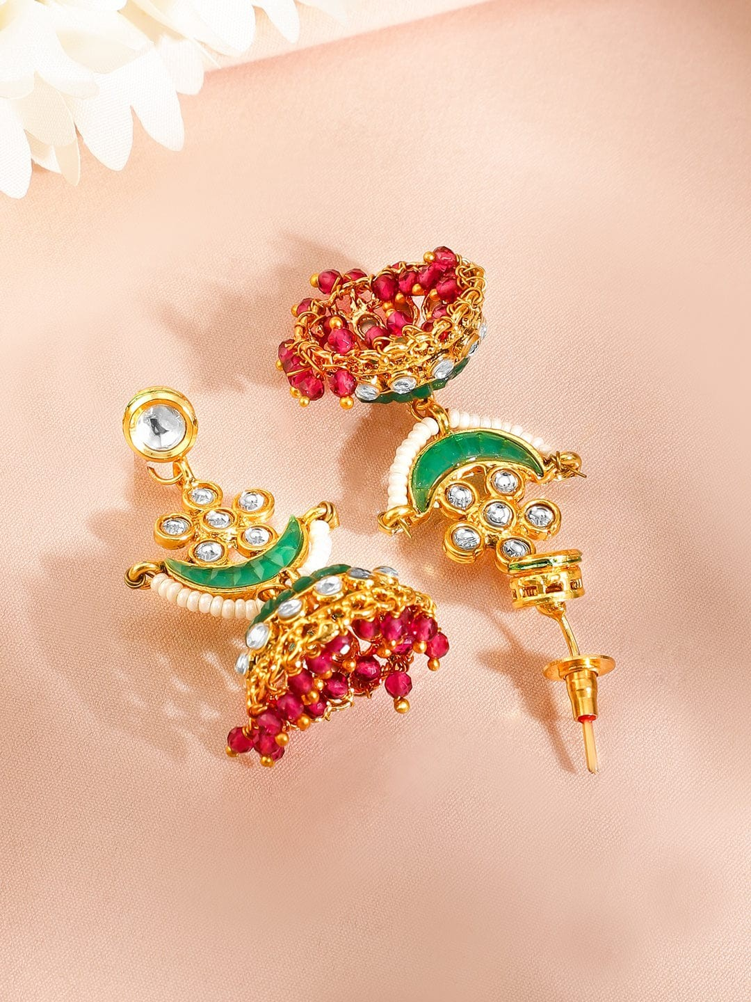 24K Gold-Plated Kundan-Studded & Beaded Jewellery Set